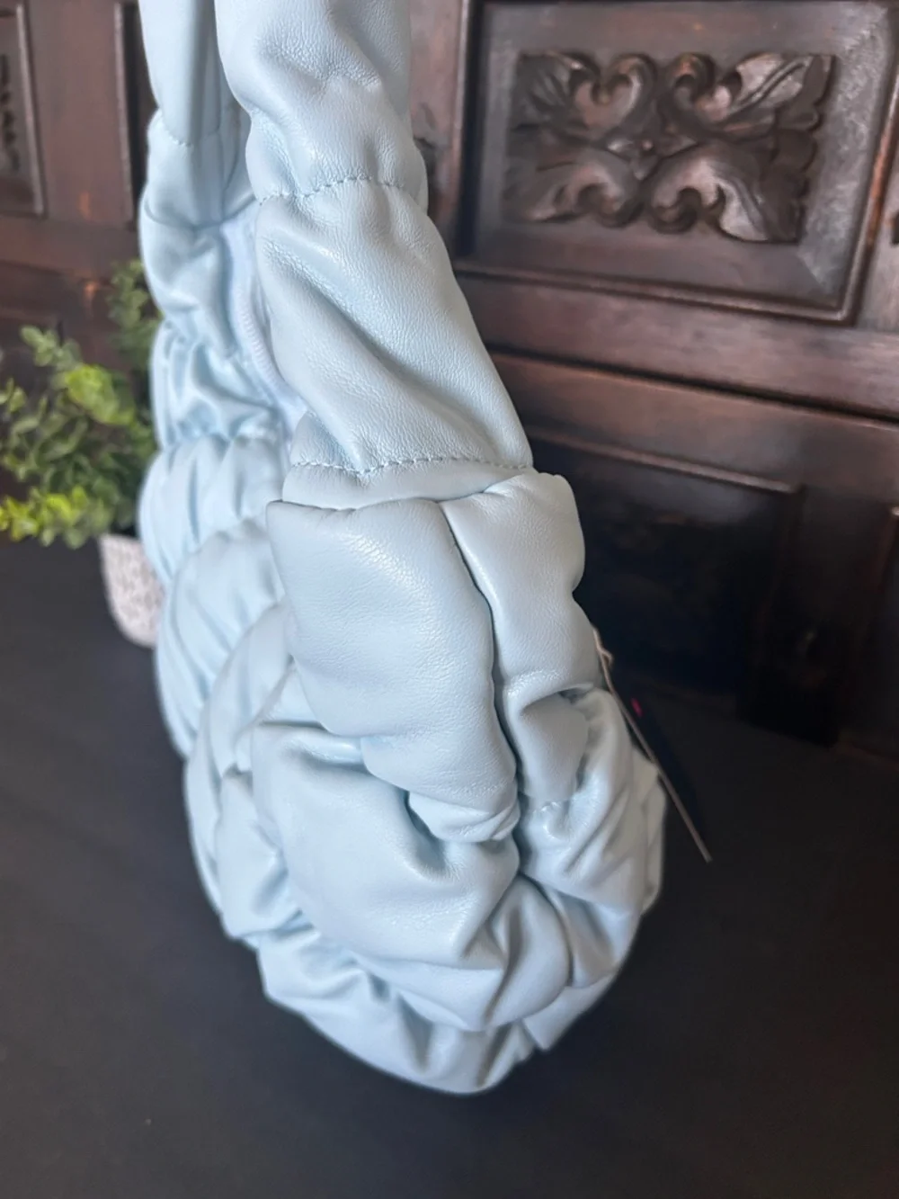 Massmode Light Blue Quilted Ruched Shoulder Bag - Picture 7 of 12